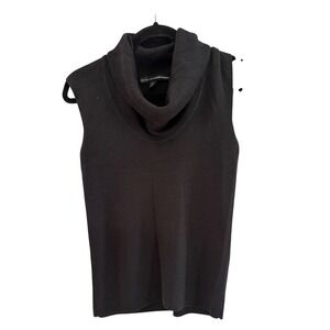 Black Cowl Neck Sleeveless Top Linda Allard Ellen Tracy Pet. SM Wool Silk Career